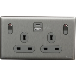 Schneider Electric UNICA X 13A 雙位雙極開關插座連USB A+C 21W (炫星銀)